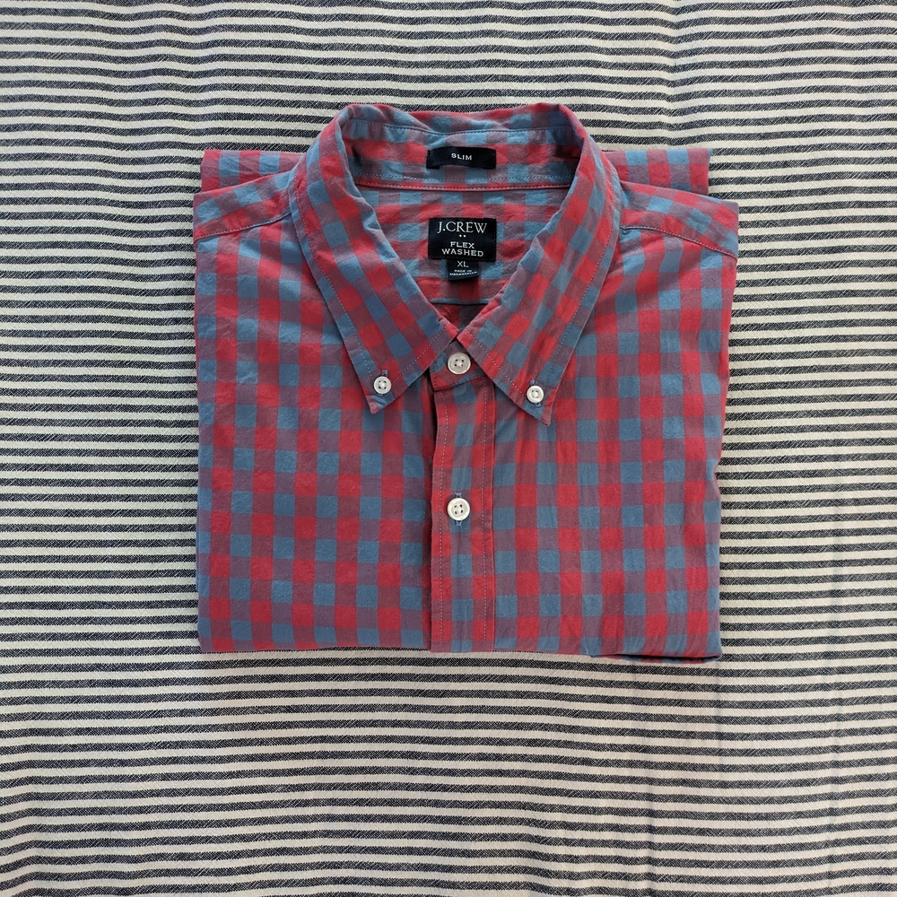 J. Crew Factory Red and Blue Plaid Casual Shirt